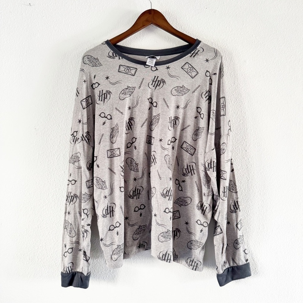 Cozy Harry Potter Wizarding World Loungewear Soft Sleep Shirt Gray XXL Fan Merch - Picture 2 of 12